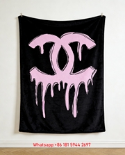 Chanel Pink Drip CC Logo Flannel Throw Blanket IMG_7097